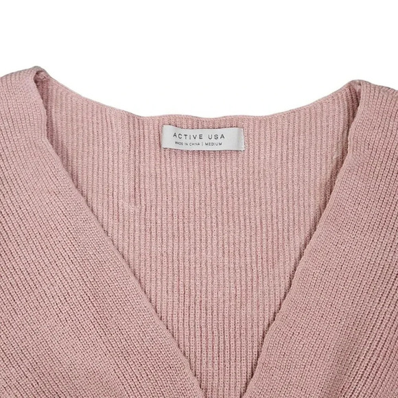 NWOT‎ Active USA Cropped Long Sleeve Ribbed Sweater Size Medium Peach Pink - Picture 6 of 6
